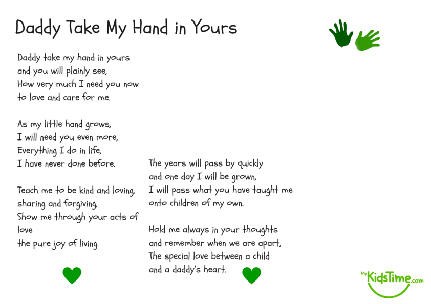 A Father's Day Poem to Love Daddy Take My Hand in Yours