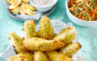 chicken schnitzel with courgette and carrot salad