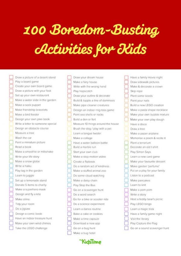 100 Brilliant BoredomBusting Activities for Kids