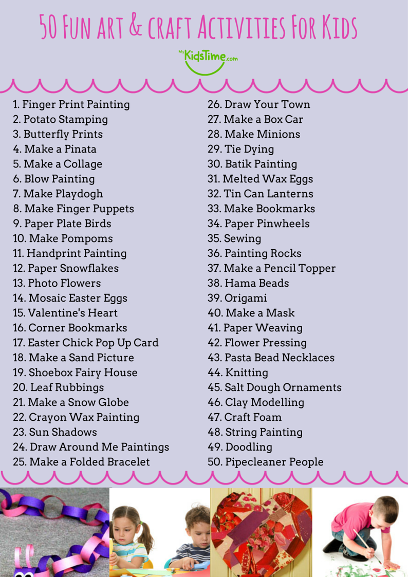 50 Fun Ideas for Art & Crafts for Kids Checklist