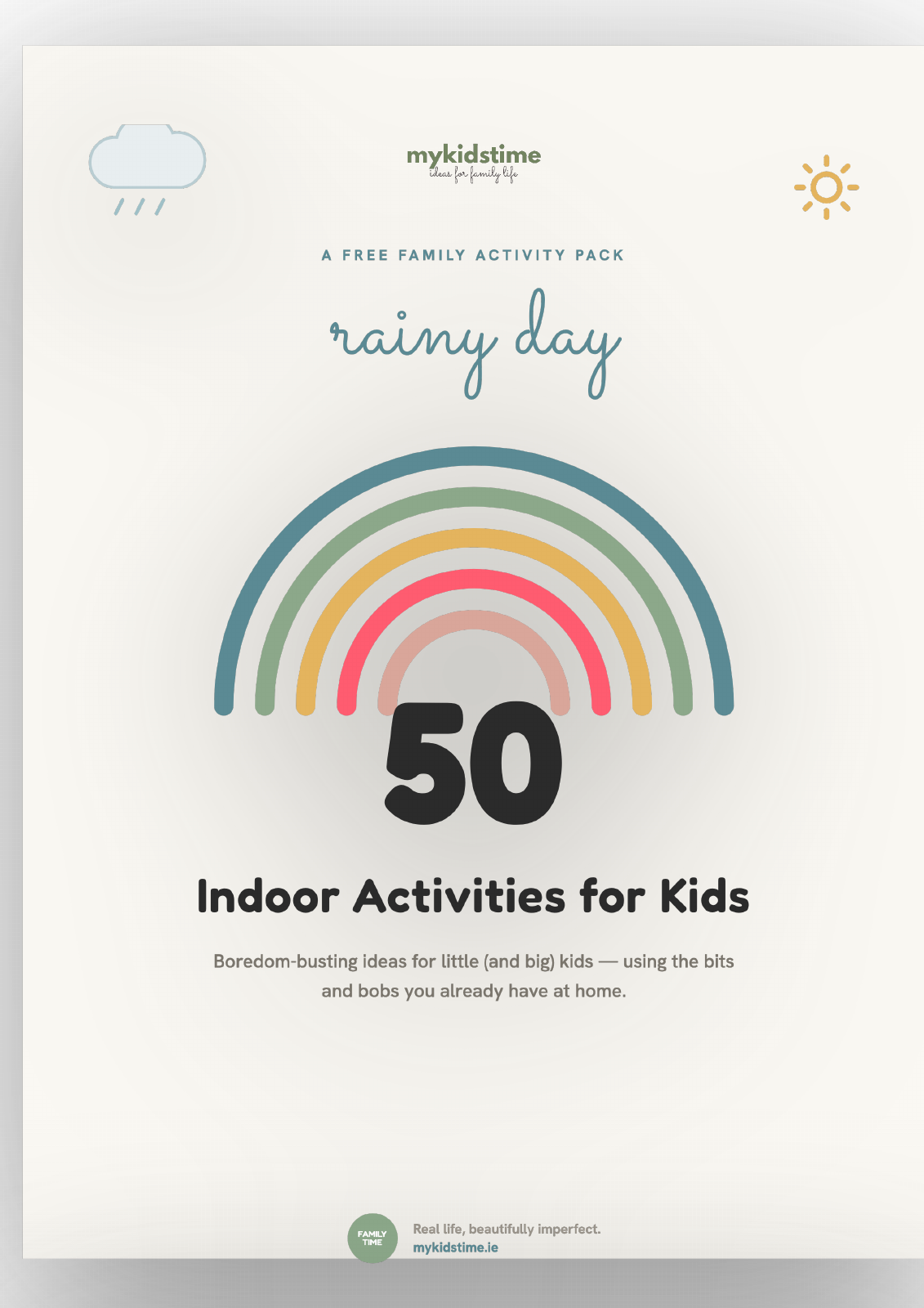 Preview of the 50 Rainy Day Activities printable