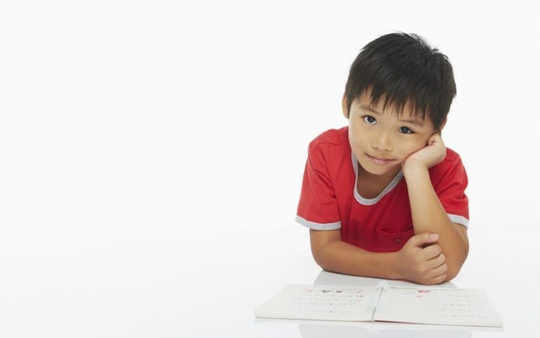 Boy reading book
