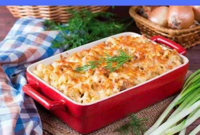 Chicken pasta bake with herbs and vegetables