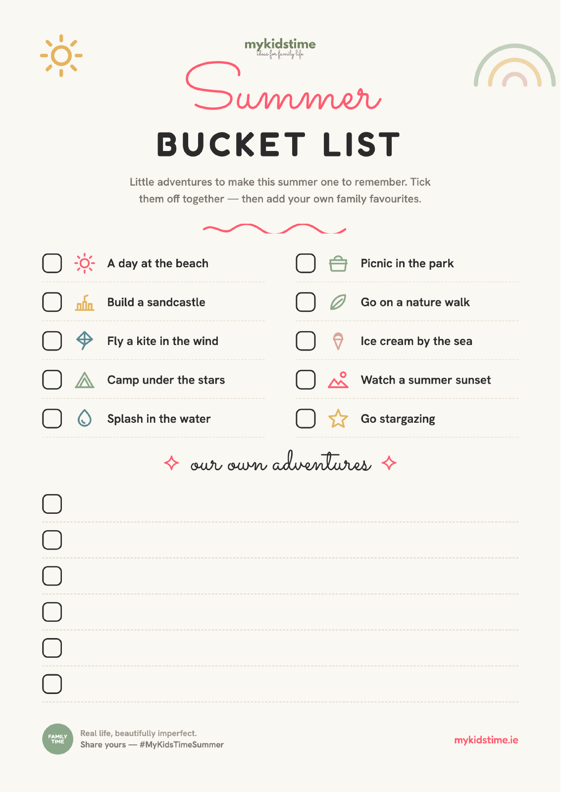 Preview of the MyKidsTime Summer Bucket List