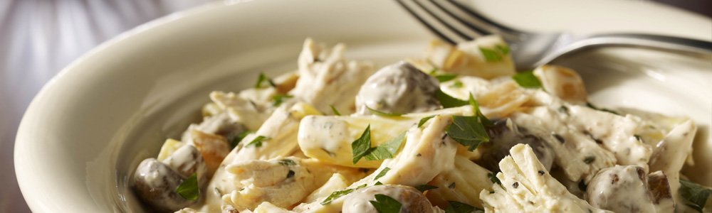 Sausages with Pasta and Mushrooms recipe