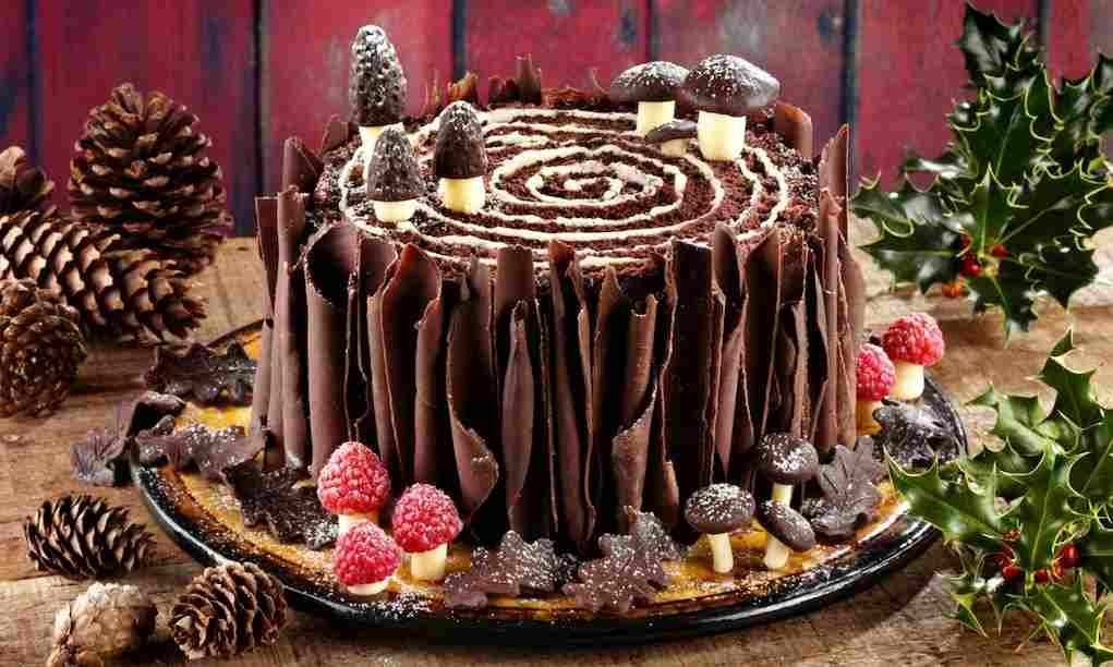 Woodland Christmas Yule Log Cake recipe